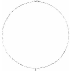14K White 1/10 CT Natural Diamond Micro Bezel-Set 18" Necklace - BN & CO JEWELRY