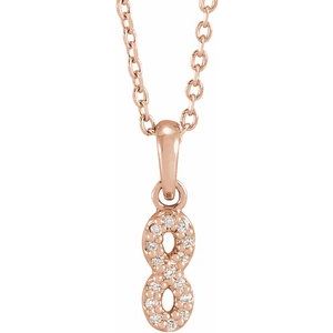 14K Rose .03 CTW Natural Diamond Petite Infinity 16-18" Necklace - BN & CO JEWELRY