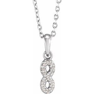 14K White .03 CTW Natural Diamond Petite Infinity 16-18" Necklace - BN & CO JEWELRY