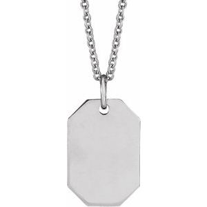 Sterling Silver 16.37x9.17 mm Engravable Dog Tag 16-18" Necklace - BN & CO JEWELRY