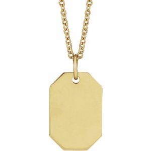 14K Yellow 16.37x9.17 mm Dog Tag 16-18" Necklace - BN & CO JEWELRY