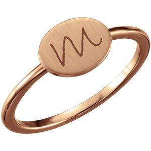14K Rose Oval Engravable Ring - BN & CO JEWELRY