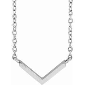 Sterling Silver V 18" Necklace - BN & CO JEWELRY