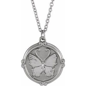 Sterling Silver Butterfly Medallion 16-18" Necklace - BN & CO JEWELRY