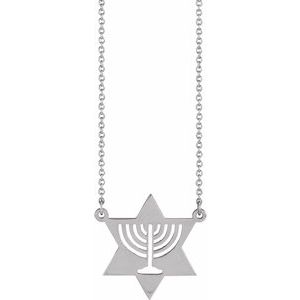 Sterling Silver Menorah Star 18" Necklace - BN & CO JEWELRY