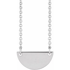 Sterling Silver Engravable Half Moon 16-18" Necklace - BN & CO JEWELRY