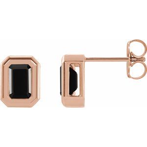 14K Rose Natural Onyx Solitaire Earrings - BN & CO JEWELRY