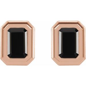 14K Rose Natural Onyx Solitaire Earrings - BN & CO JEWELRY
