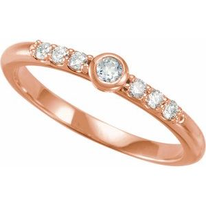 14K Rose Natural Moonstone & 1/6 CTW Natural Diamond Stackable Ring - BN & CO JEWELRY