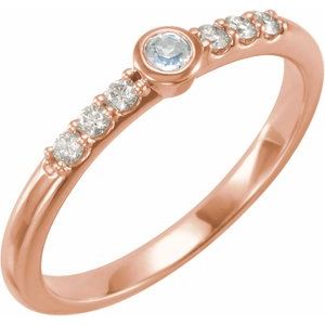 14K Rose Natural Moonstone & 1/6 CTW Natural Diamond Stackable Ring - BN & CO JEWELRY