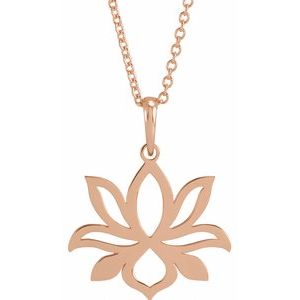 14K Rose Petite Lotus 16-18" Necklace - BN & CO JEWELRY