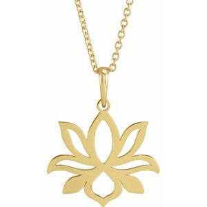 14K Yellow Petite Lotus 16-18" Necklace - BN & CO JEWELRY