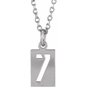 Sterling Silver Pierced Numeral 7 Dog Tag 16-18" Necklace - BN & CO JEWELRY