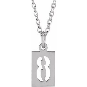 Sterling Silver Pierced Numeral 8 Dog Tag 16-18" Necklace - BN & CO JEWELRY