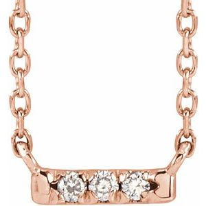 14K Rose .03 CTW Diamond French-Set Bar 18" Necklace - BN & CO JEWELRY