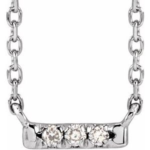 14K White .03 CTW Diamond French-Set Bar 18" Necklace - BN & CO JEWELRY