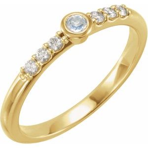 14K Yellow Natural Moonstone & 1/6 CTW Natural Diamond Stackable Ring - BN & CO JEWELRY