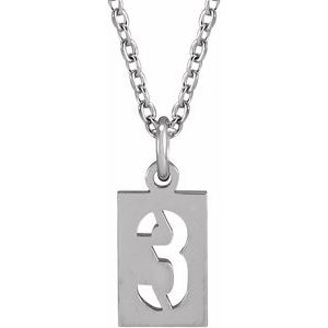 Sterling Silver Pierced Numeral 3 Dog Tag 16-18" Necklace - BN & CO JEWELRY