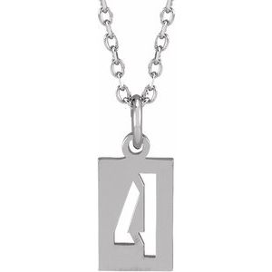 Sterling Silver Pierced Numeral 4 Dog Tag 16-18" Necklace - BN & CO JEWELRY