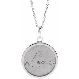 Sterling Silver Love Engraved Disc 16-18" Necklace - BN & CO JEWELRY