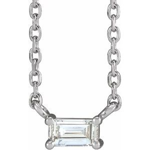 14K White .07 CT Natural Diamond Solitaire 16" Necklace - BN & CO JEWELRY