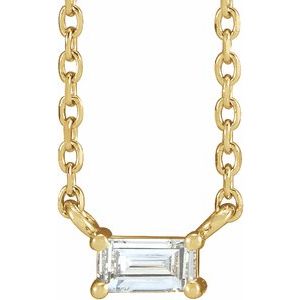 14K Yellow 1/8 CT Natural Diamond Solitaire 16" Necklace - BN & CO JEWELRY
