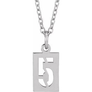 Sterling Silver Pierced Numeral 5 Dog Tag 16-18" Necklace - BN & CO JEWELRY
