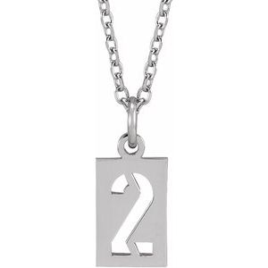 Sterling Silver Pierced Numeral 2 Dog Tag 16-18" Necklace - BN & CO JEWELRY