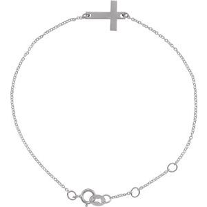 14K White Cross 6 1/2-7 1/2" Bracelet - BN & CO JEWELRY
