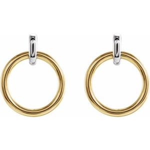 14K White & Yellow Circle Dangle Earrings - BN & CO JEWELRY