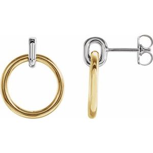 14K White & Yellow Circle Dangle Earrings - BN & CO JEWELRY