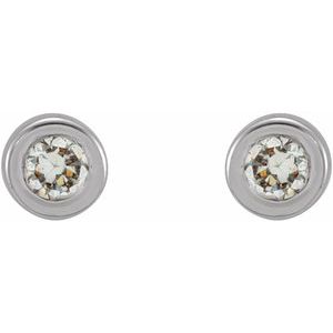 14K White .02 CTW Natural Diamond Micro Bezel-Set Earrings - BN & CO JEWELRY