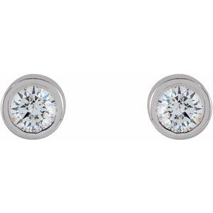 14K White .04 CTW Natural Diamond Micro Bezel-Set Earrings - BN & CO JEWELRY