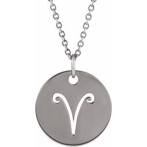 Sterling Silver Aries Zodiac Disc 16-18" Necklace - BN & CO JEWELRY