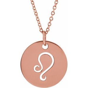 14K Rose Leo Zodiac Disc 16-18" Necklace - BN & CO JEWELRY