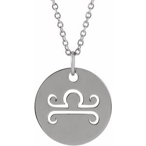 Sterling Silver Libra Zodiac Disc 16-18" Necklace - BN & CO JEWELRY