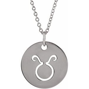 Sterling Silver Taurus Zodiac Disc 16-18" Necklace - BN & CO JEWELRY