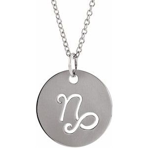 Sterling Silver Capricorn Zodiac Disc 16-18" Necklace - BN & CO JEWELRY