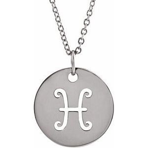Sterling Silver Pisces Zodiac Disc 16-18" Necklace - BN & CO JEWELRY