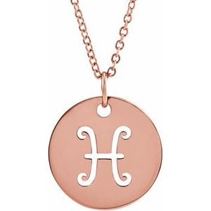 14K Rose Pisces Zodiac Disc 16-18" Necklace - BN & CO JEWELRY