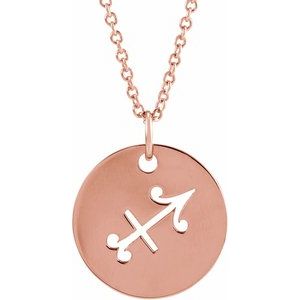 14K Rose Sagittarius Zodiac Disc 16-18" Necklace - BN & CO JEWELRY