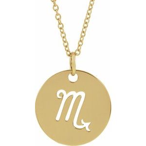 14K Yellow Scorpio Zodiac Disc 16-18" Necklace - BN & CO JEWELRY