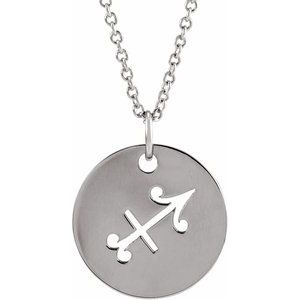 Sterling Silver Sagittarius Zodiac Disc 16-18" Necklace - BN & CO JEWELRY