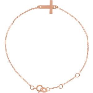 14K Rose Cross 6 1/2-7 1/2" Bracelet - BN & CO JEWELRY