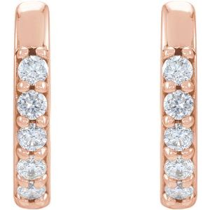 14K Rose .08 CTW Natural Diamond 10 mm Huggie Earrings - BN & CO JEWELRY