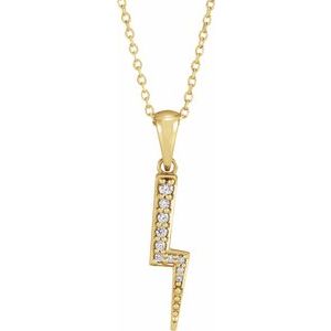 14K Yellow .08 CTW Natural Diamond Lightning Bolt 16-18" Necklace - BN & CO JEWELRY