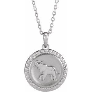 Sterling Silver Elephant Disc 16-18" Necklace - BN & CO JEWELRY