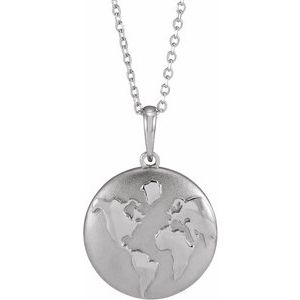 Sterling Silver Old World Globe 16-18" Necklace - BN & CO JEWELRY