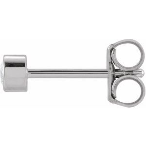 14K White .06 CT Natural Diamond Micro Bezel Single Stud Earring - BN & CO JEWELRY