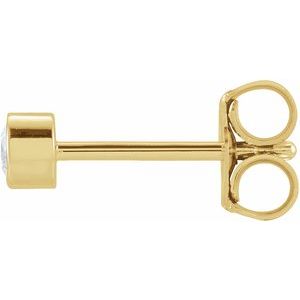 14K Yellow .06 CT Natural Diamond Micro Bezel Single Stud Earring - BN & CO JEWELRY